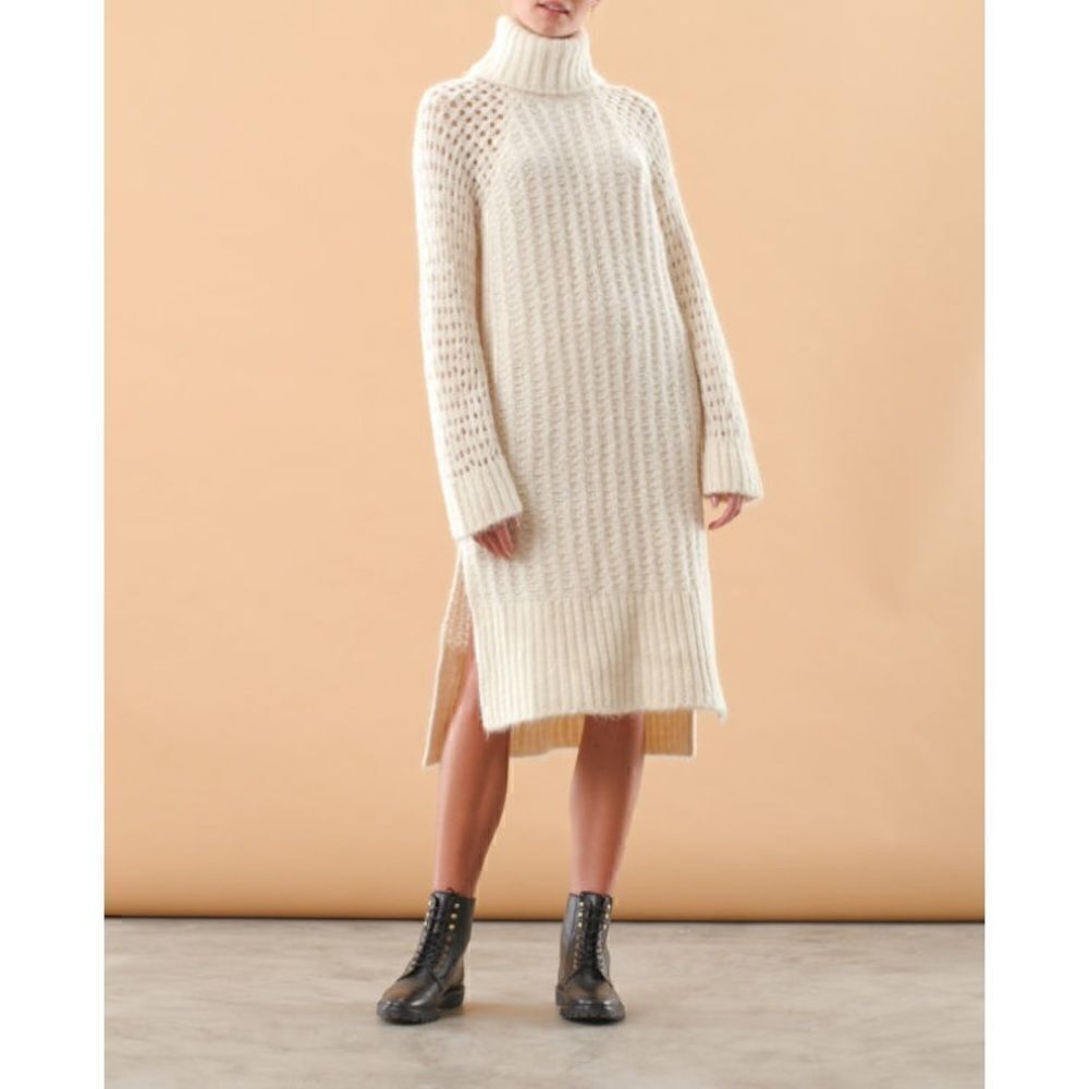 By TiMo Soft Knit Turtleneck Dress size XS brown/cream
